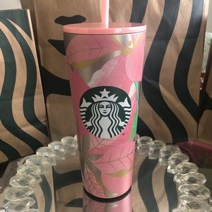 Starbucks Pink Poinsettia Stainless Steel Tumbler